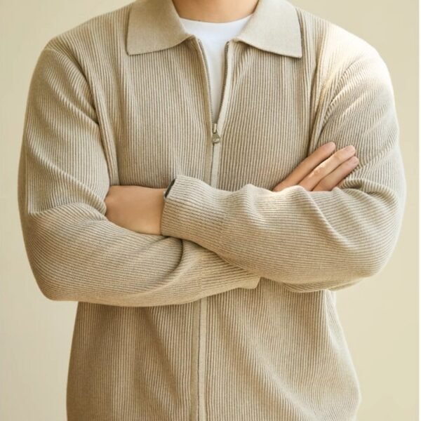 Men's Edit — Men's Cardigan Full Zip Collared Knit Outerwear Jacket