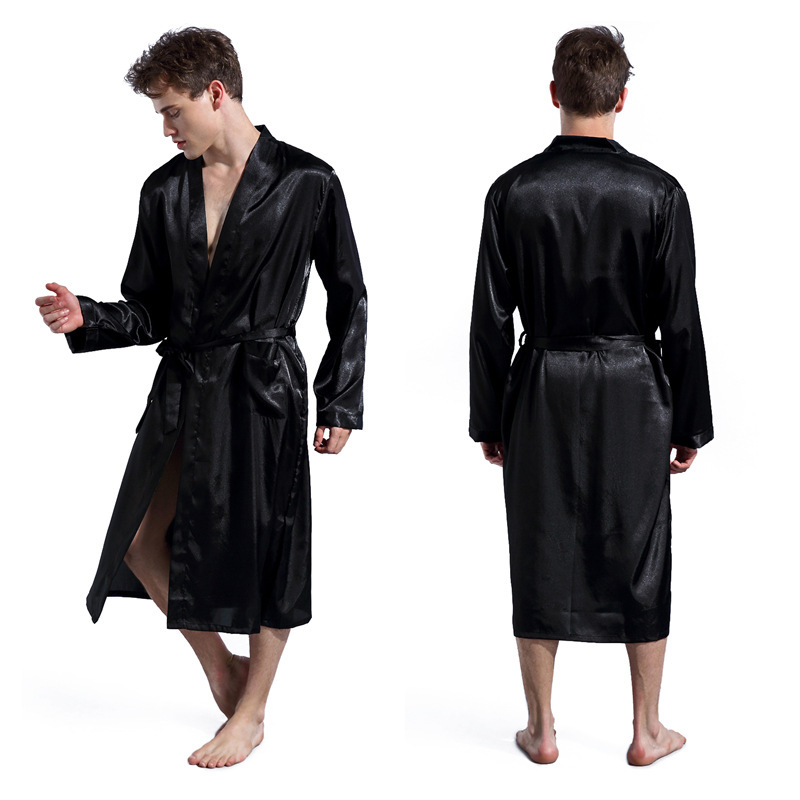 Men's Silk Robe Thin Satin Lightweight Dressing Gown 3 Men's Silk Robe Thin Satin Lightweight Dressing Gown - Image 3