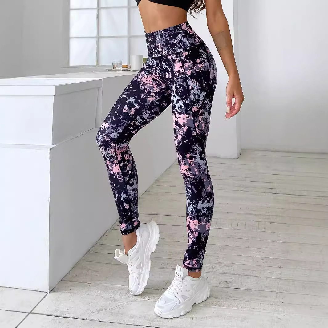 Printed High Waisted Leggings Marble Tummy Control Tights 7 Printed High Waisted Leggings Marble Tummy Control Tights - Image 7
