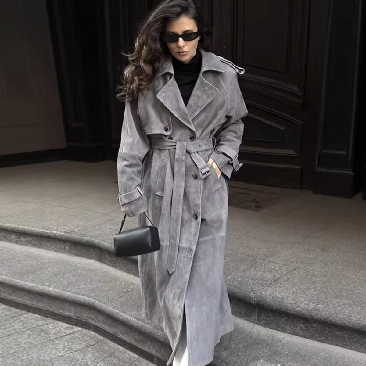 Summer Collection — Wool Trench Coat Women's Chic Mid-Length Relaxed Fit Coat