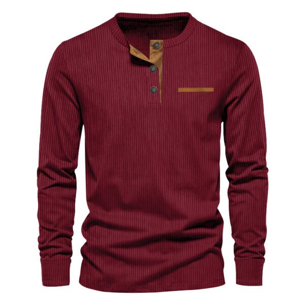 Men's Edit — Men's T Shirts Slim Corduroy Henley Long Sleeve