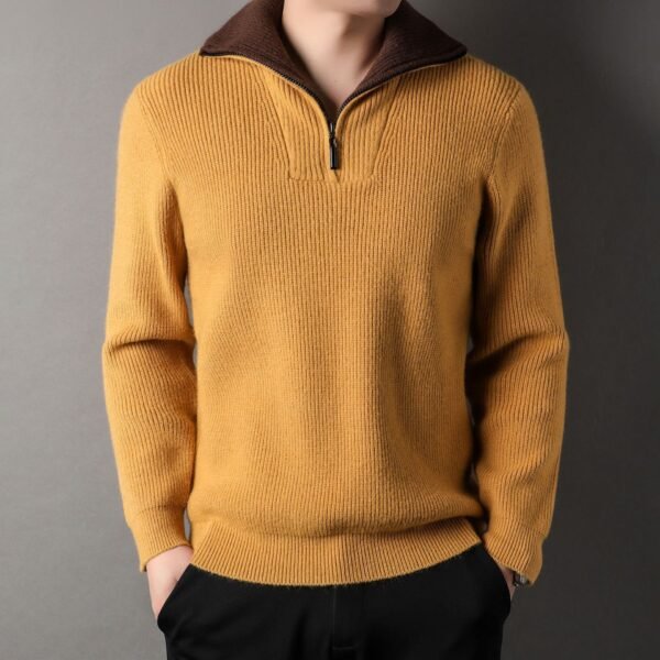Men's Edit — Men's Cardigan Twisted Jacquard Lapel Knit Polo Jumper