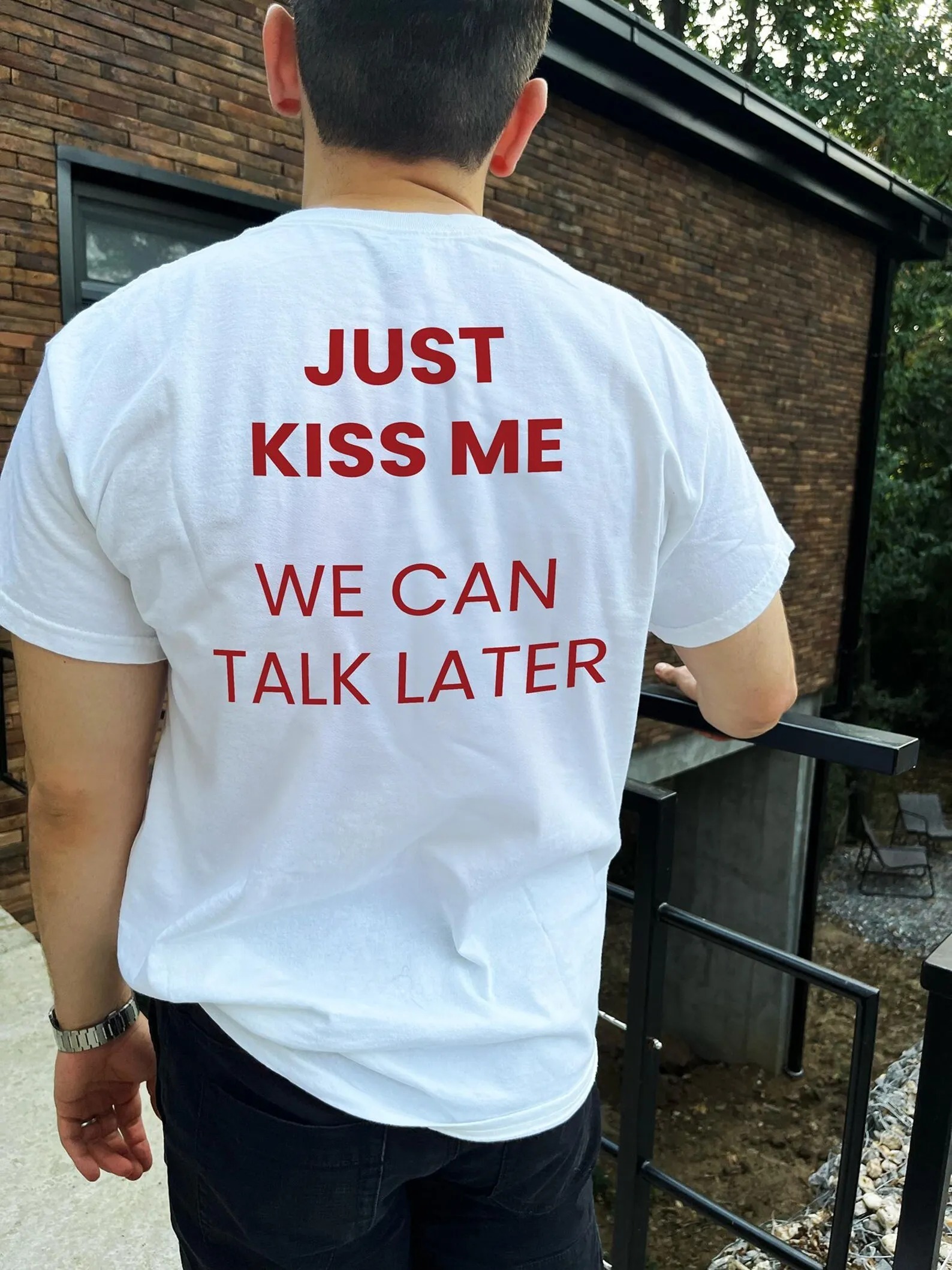 JUST KISS ME WE LATER Men's Printed Short Sleeve 2 JUST KISS ME WE LATER Men's Printed Short Sleeve - Image 2