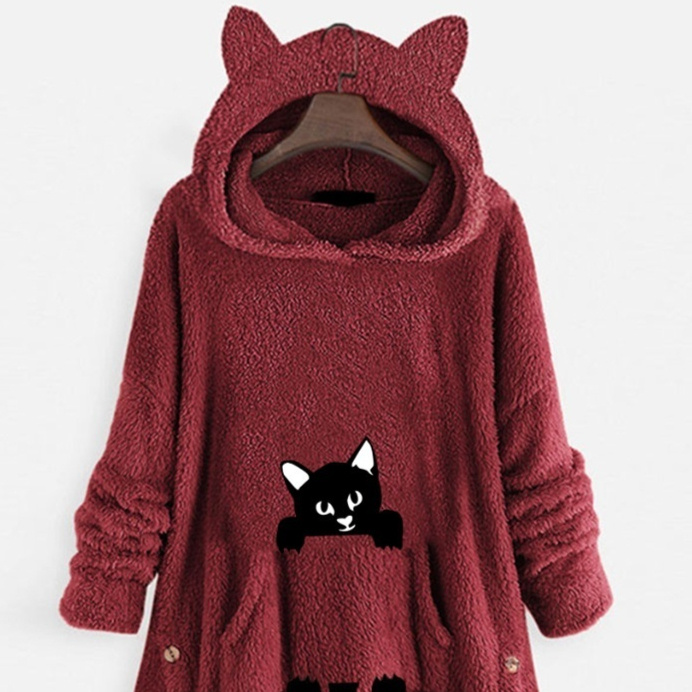 Cat Ear Hoodie Oversized Teddy Fleece Plus Size Coat 1 Cat Ear Hoodie