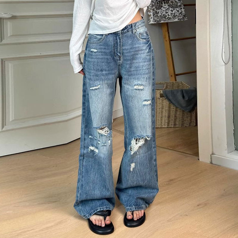 Wide Leg Jeans High Waisted Ripped Distressed Denim 1 Wide Leg Jeans