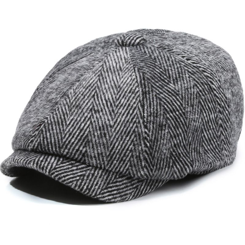 Herringbone Peaked Cap Middle-aged And Elderly Beret 3 Herringbone Peaked Cap Middle-aged And Elderly Beret - Image 3