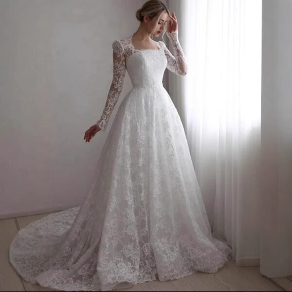 The Resort Edit — Embroidered Wedding Gown: Long Sleeve Trailing Style