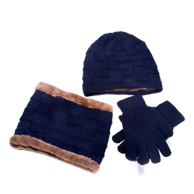 Hat Scarf Gloves Three-piece Suit Plus Velvet Knitted Outdoor Warmth 8 Hat Scarf Gloves Three-piece Suit Plus Velvet Knitted Outdoor Warmth - Image 8