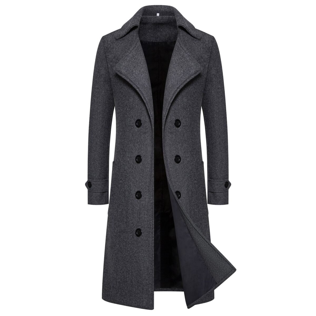 Men's Edit — Wool Trench Coat Men's Long Double-Breasted Winter Coat