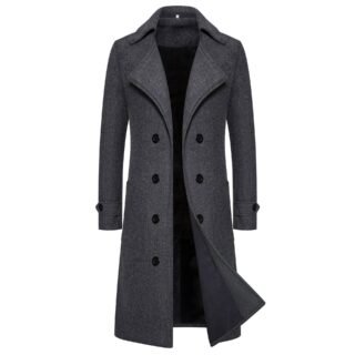 Men's Edit — Wool-Look Trench Coat Men's Long Double-Breasted Winter Coat