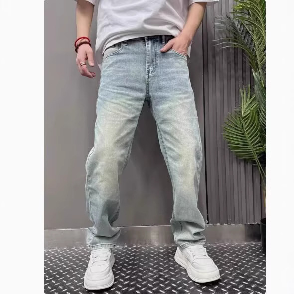 Mens Summer Outfits Mens Light Blue Slim Straight Jeans 5 Mens Summer Outfits Mens Light Blue Slim Straight Jeans - Image 5