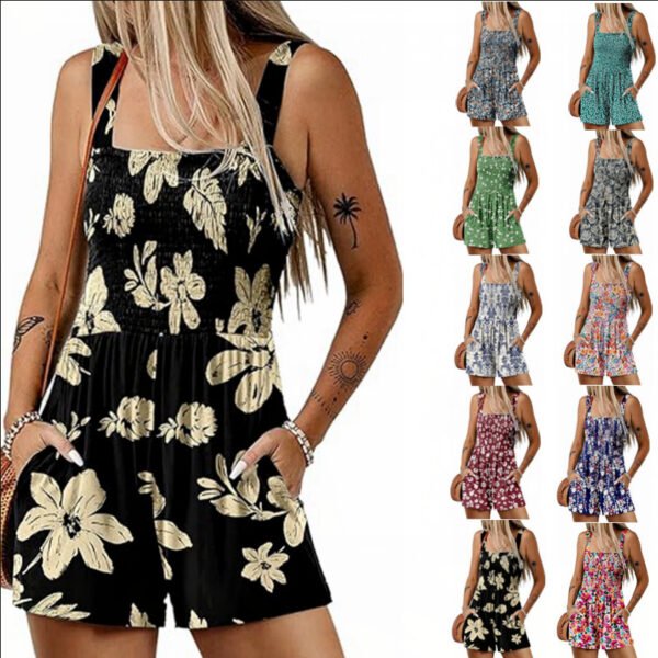 The Resort Edit — Floral Summer Dress Beach Sleeveless Flower Print Jumpsuit