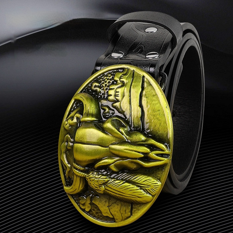 Belt Cow Head Buckle Men 9 Belt Cow Head Buckle Men - Image 9