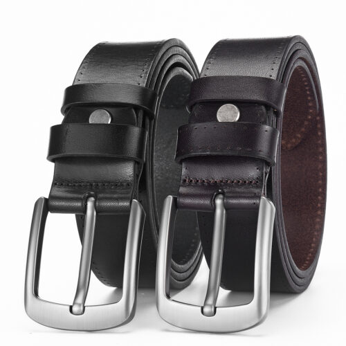 Men's Alloy Pin Buckle Casual First Layer Cowhide Belt