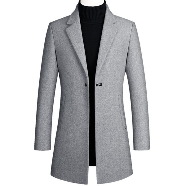 Men's Edit — Korean Style Long Woolen Trench Coat With One Button