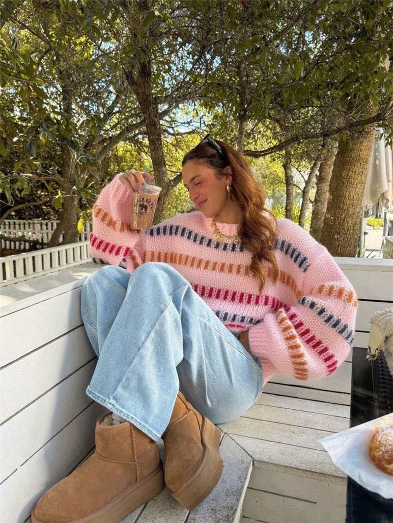 Casual Fashionable Retro Loose-fit Sweater With Batwing Sleeves 3 Casual Fashionable Retro Loose-fit Sweater With Batwing Sleeves - Image 3