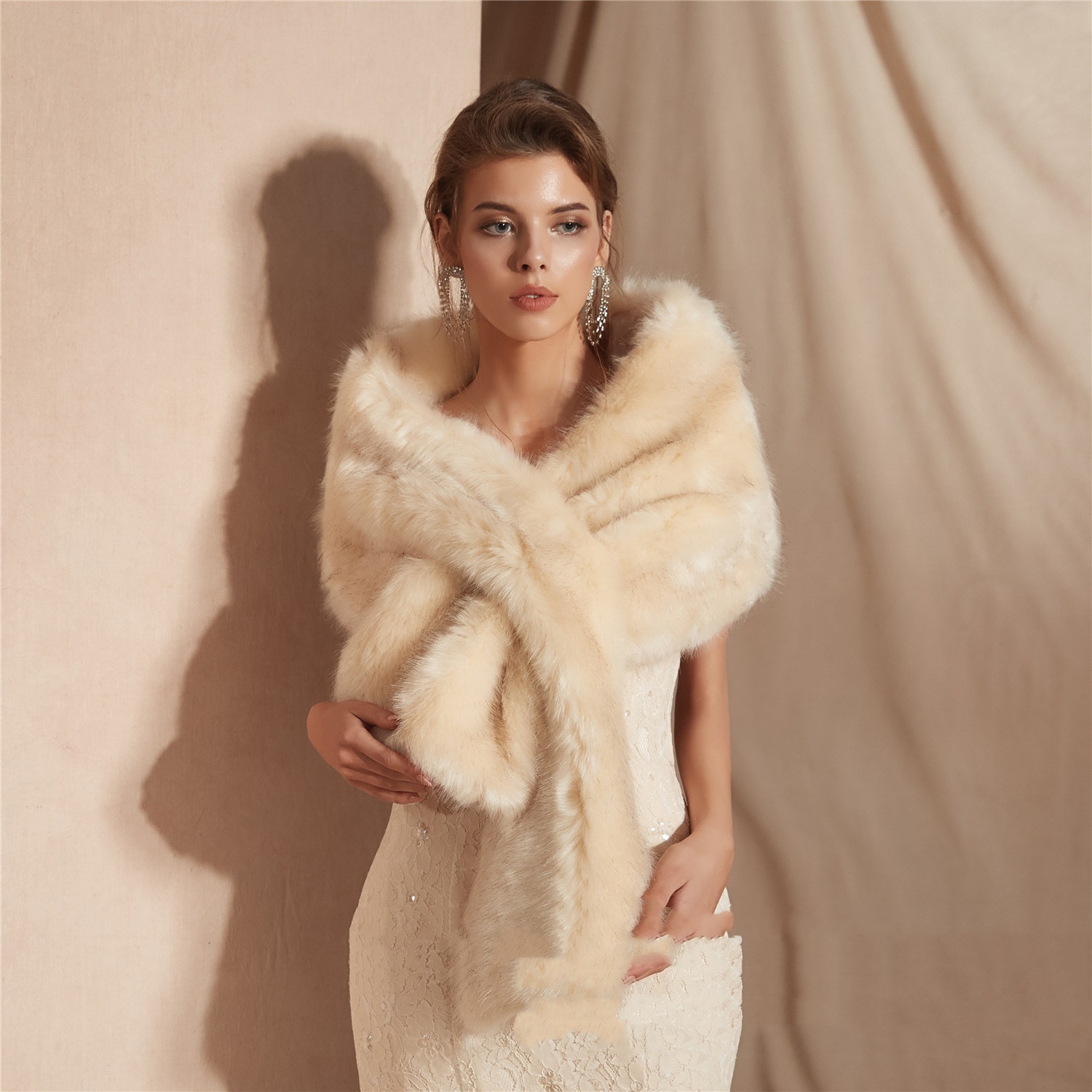 Winter Faux Fox Fur Bridal Fur Shawl 1 Faux Fur Wrap