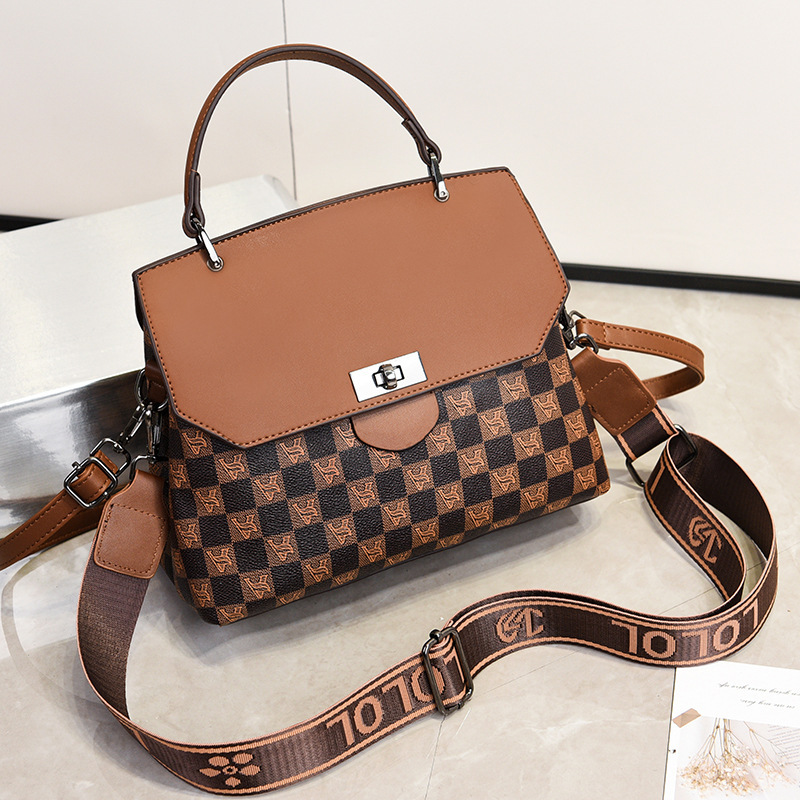 Luxury Color-Block Handbag Designer Checkered Satchel 1 Luxury Color-Block Handbag