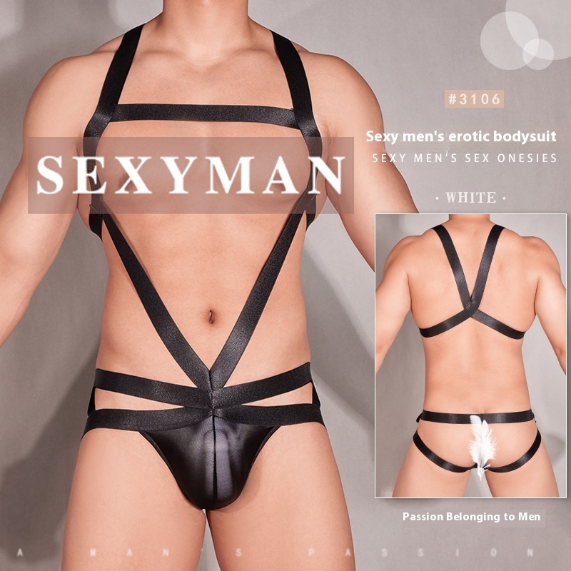 Men's Sexy Body Harness Jumpsuit | Elastic Strap Bodysuit