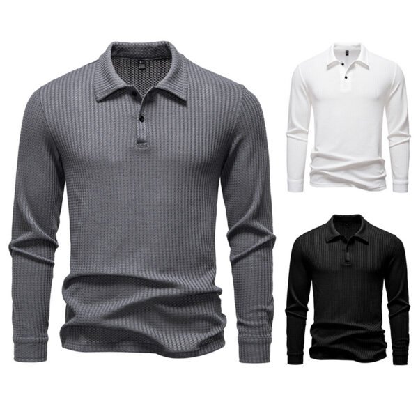 Men's Edit — Polo Shirt Waffle-Knit Long-Sleeve Slim-Fit Top