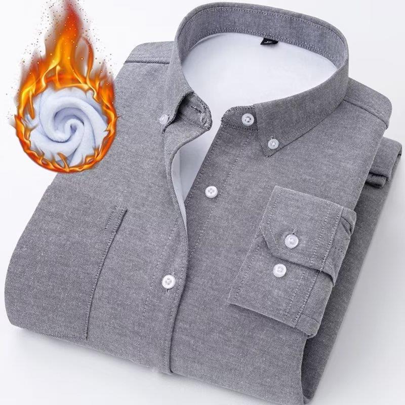 Fleece Lined Flannel Men's Oxford Thermal Winter Shacket 3 Fleece Lined Flannel Men's Oxford Thermal Winter Shacket - Image 3