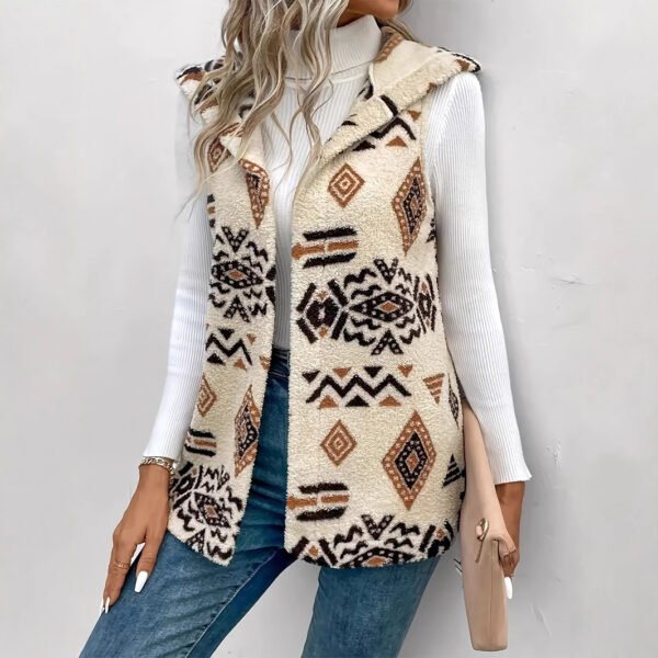 The Resort Edit — Hooded Vest Printed Brushed Sleeveless Gilet Boho Waistcoat