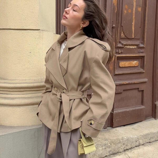 The Resort Edit — Belted Trench Coat Trendy Khaki Mid-Length Women's Coat