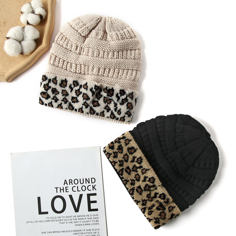 Womens Warm Leopard-Print Knitted Hat 4 Womens Warm Leopard-Print Knitted Hat - Image 4