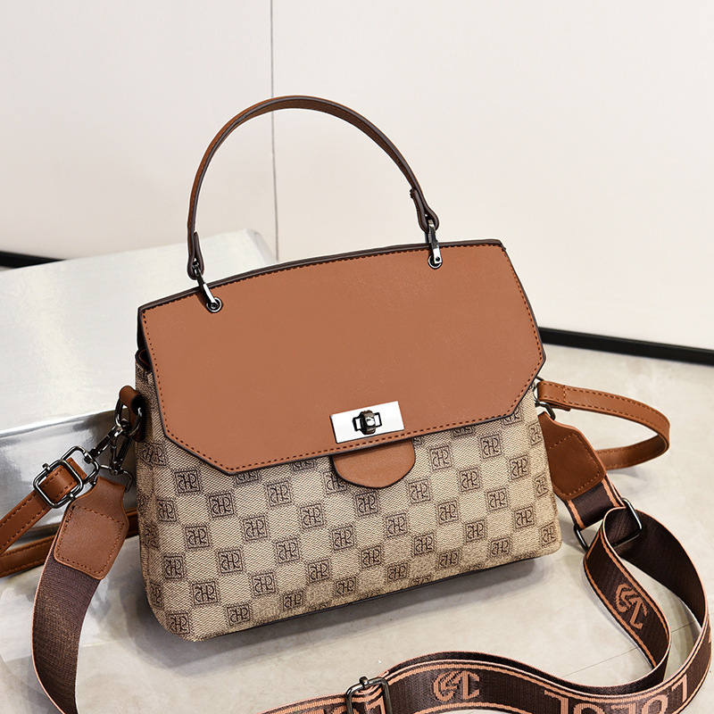 Luxury Color-Block Handbag Designer Checkered Satchel 6 Luxury Color-Block Handbag Designer Checkered Satchel - Image 6