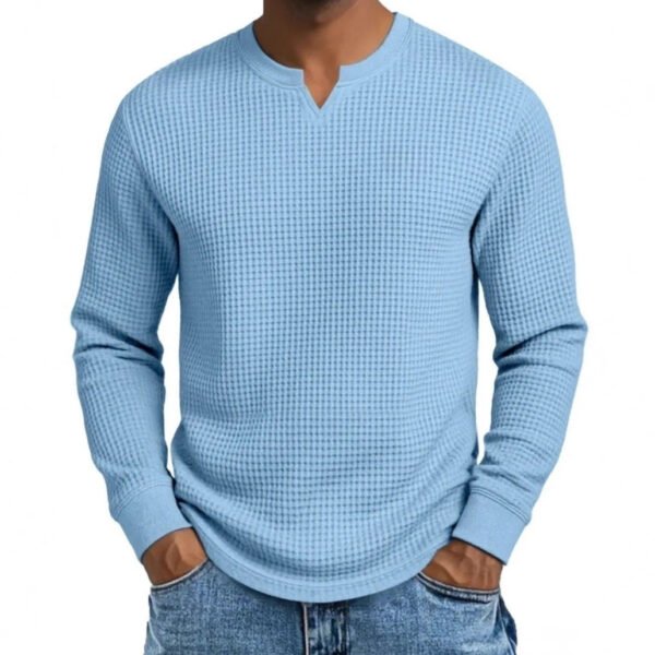 Men's Edit — Men's V-Neck Top Slim-Fit Waffle Knit Henley
