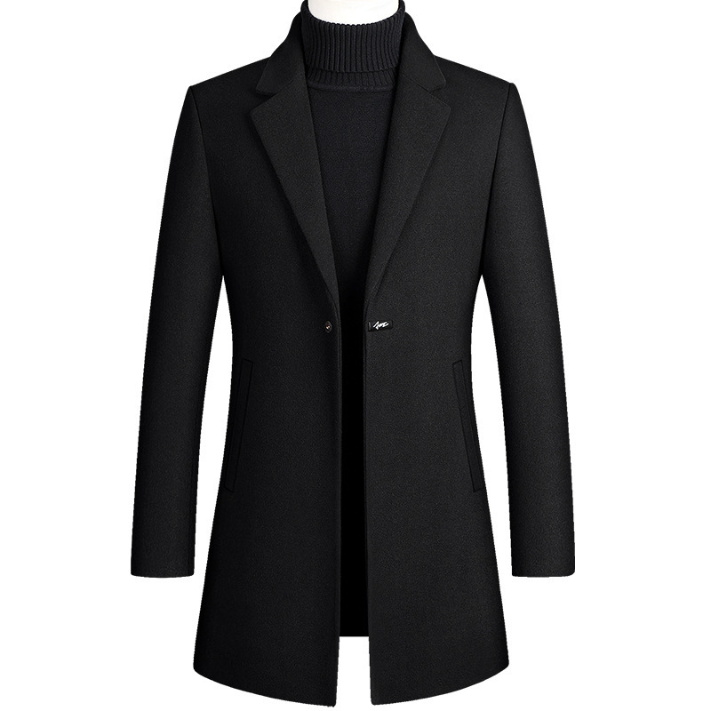 Korean Style Long Woolen Trench Coat With One Button 6 Korean Style Long Woolen Trench Coat With One Button - Image 6