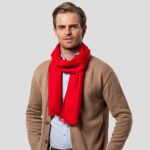 Men's Solid Color Double-sided Velvet Tassel Scarf