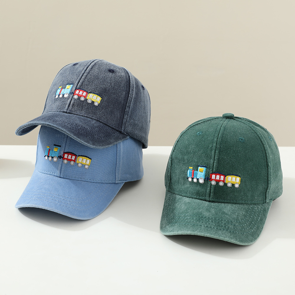 Children Toddler Peaked Cap Small Train Washed Layer Peaked Baseball Hat Trendy 2 Children Toddler Peaked Cap Small Train Washed Layer Peaked Baseball Hat Trendy - Image 2