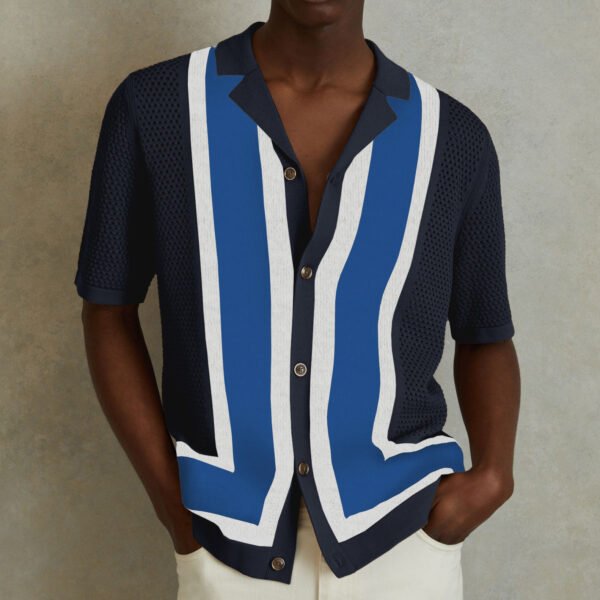 Men's Edit — Cuban Collar Knit Shirt | Men's Striped Summer Polo