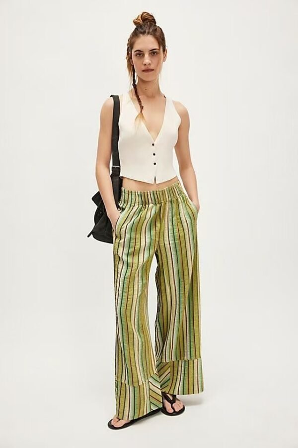 Summer Collection — Loose Fit Summer Pants Striped High Waisted Boho Style