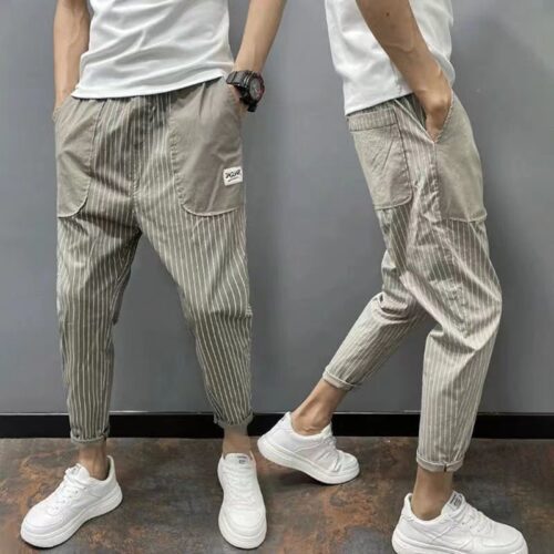 Korean Style Vertical Striped Harem Pants