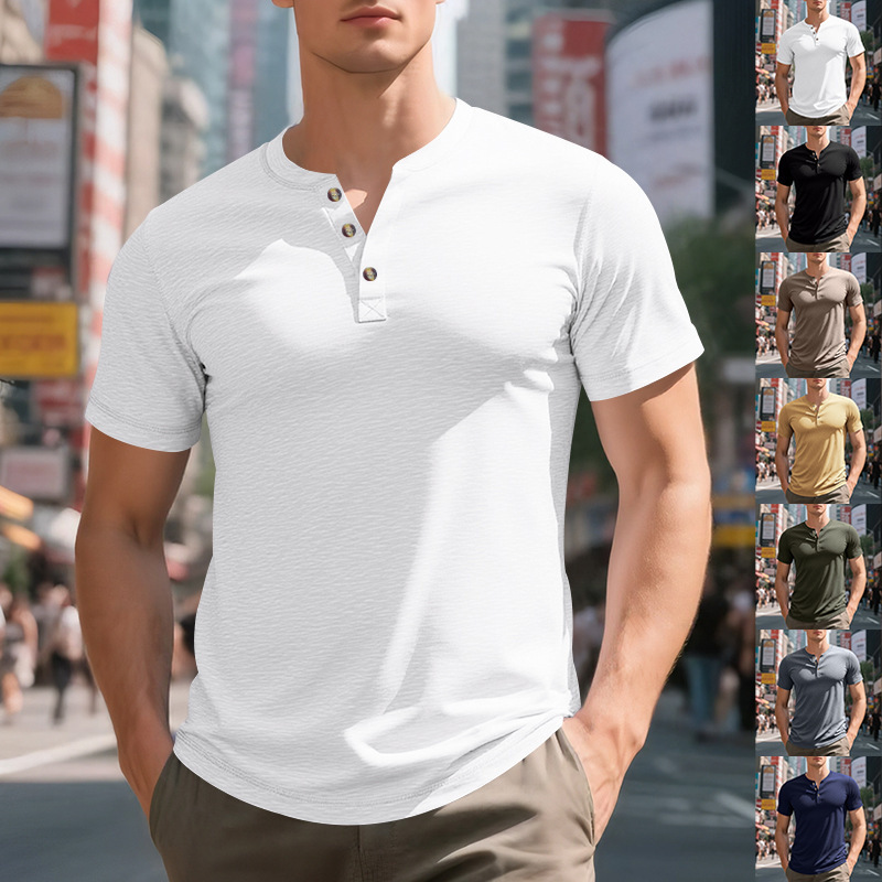 Muscle Bamboo Retro Henley Shirt Short Sleeve 9 Muscle Bamboo Retro Henley Shirt Short Sleeve - Image 9