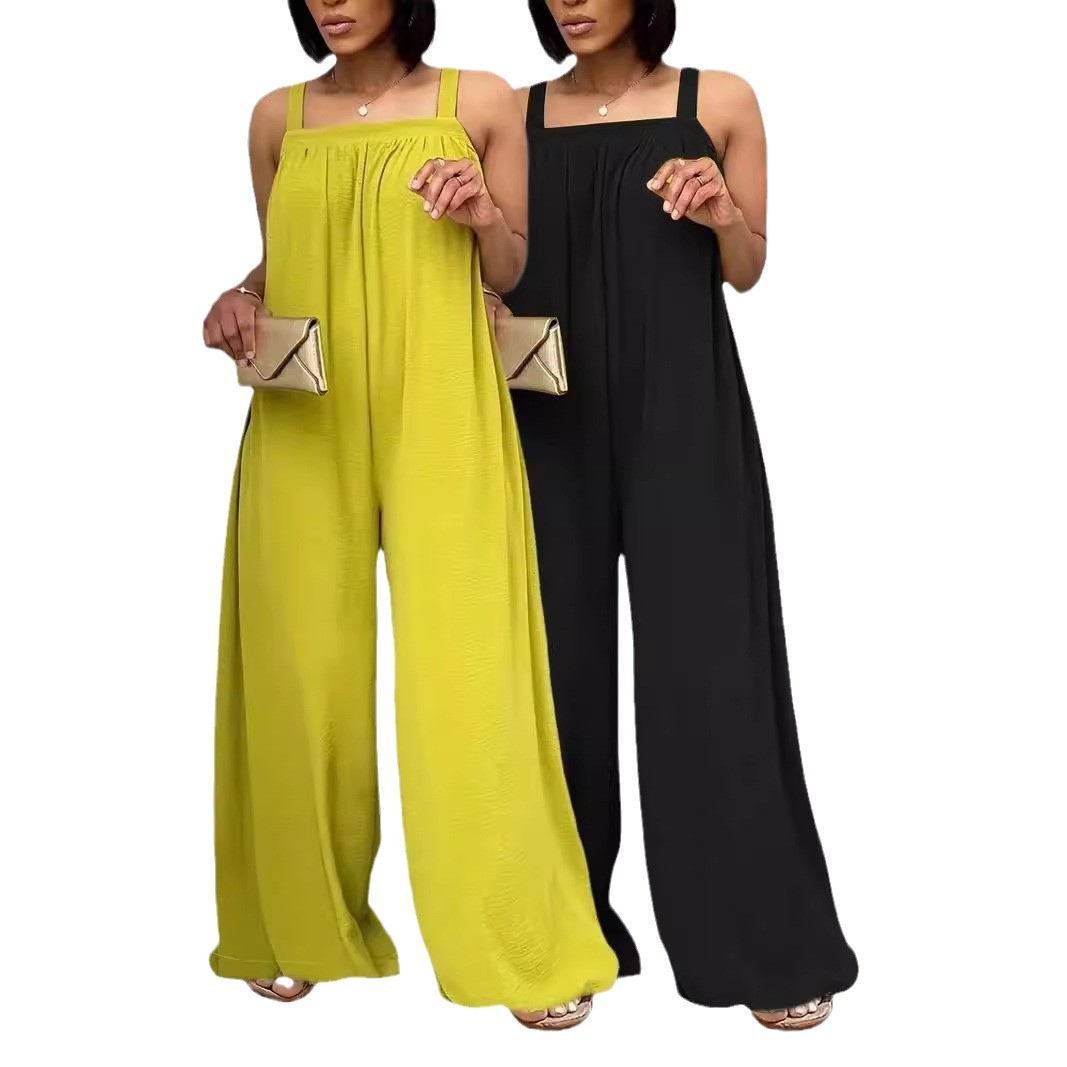 Wide Leg Jumpsuit Casual Loose Elegant Summer V-Neck Romper 2 Wide Leg Jumpsuit Casual Loose Elegant Summer V-Neck Romper - Image 2
