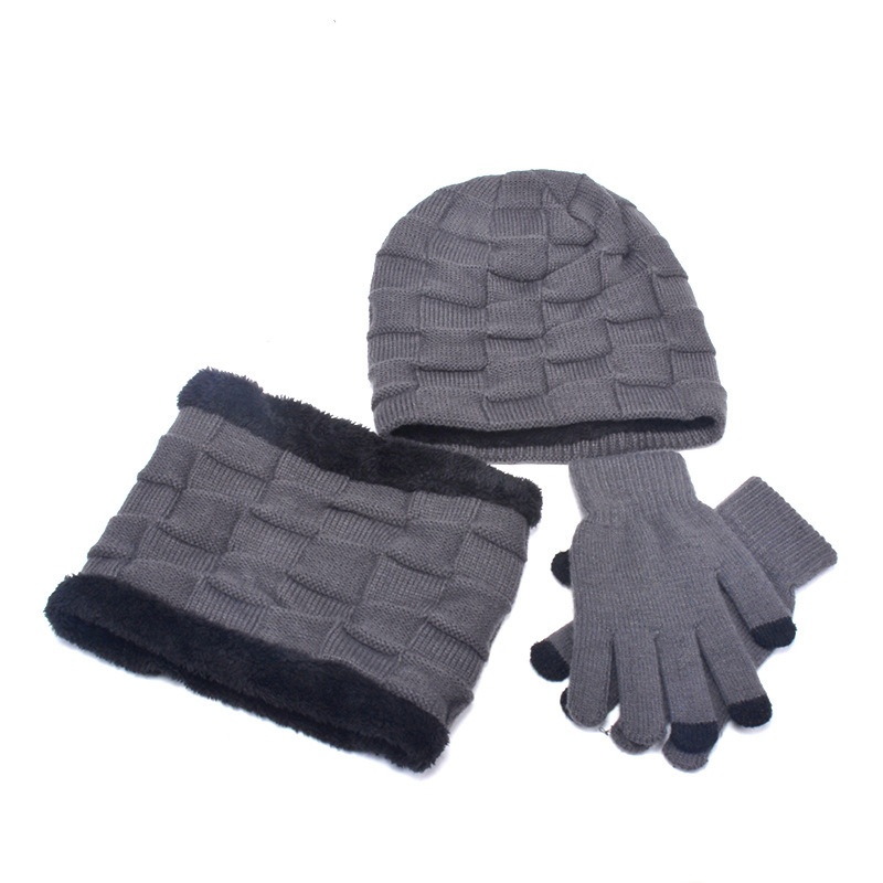 Hat Scarf Gloves Three-piece Suit Plus Velvet Knitted Outdoor Warmth 6 Hat Scarf Gloves Three-piece Suit Plus Velvet Knitted Outdoor Warmth - Image 6