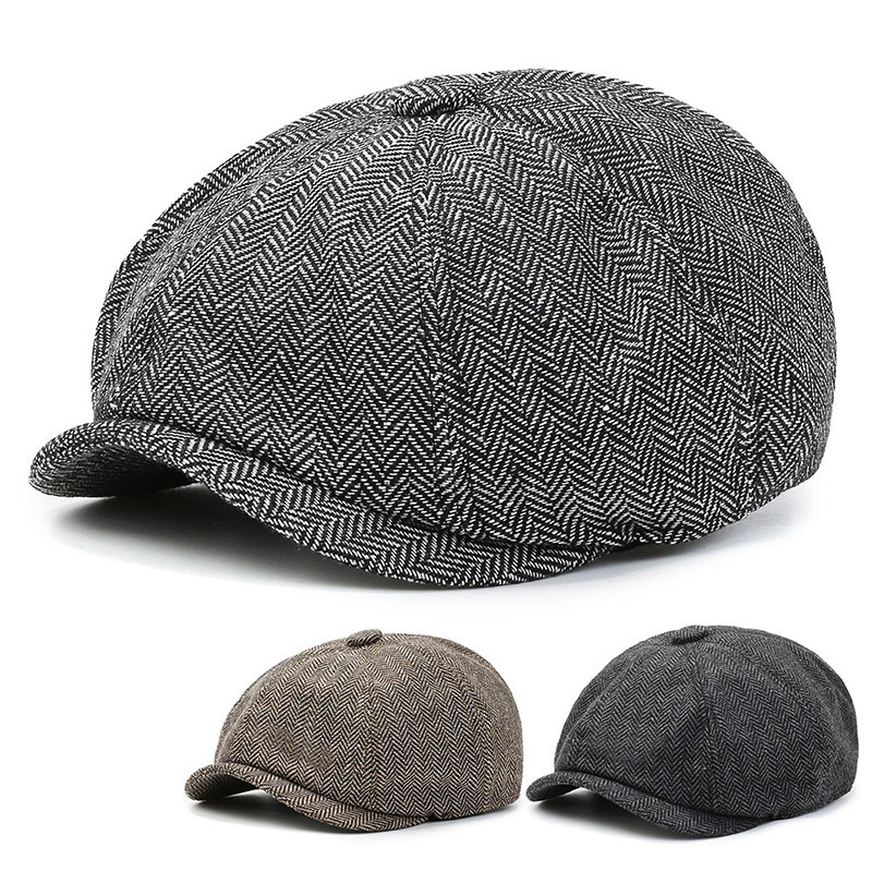 Herringbone Peaked Cap Middle-aged And Elderly Beret 1 Herringbone Peaked Cap Middle-aged And Elderly Beret