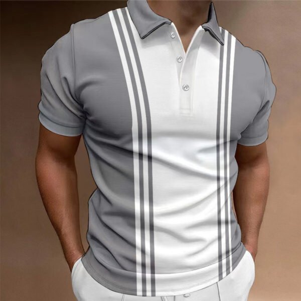 Men's Edit — Men's T-Shirt Short Sleeve 3 Button Printing Lapel