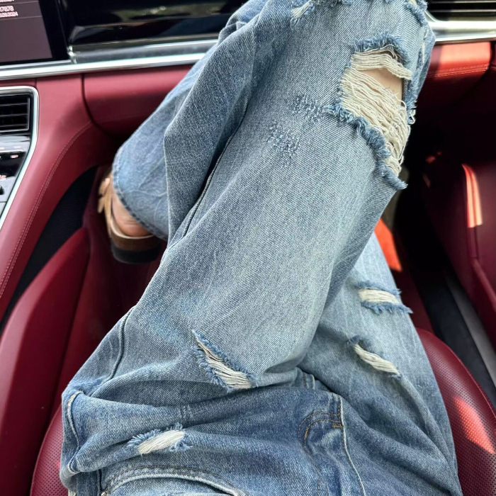 Wide Leg Jeans High Waisted Ripped Distressed Denim 4 Wide Leg Jeans High Waisted Ripped Distressed Denim - Image 4