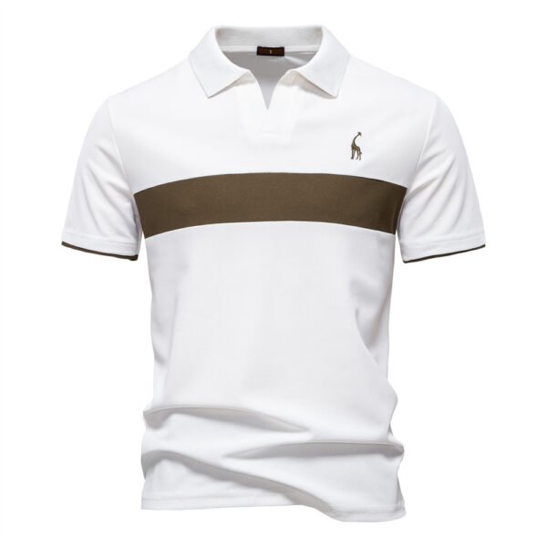 Men's Edit — Men's Polo Contrast Stripe Embroidered Lapel Top