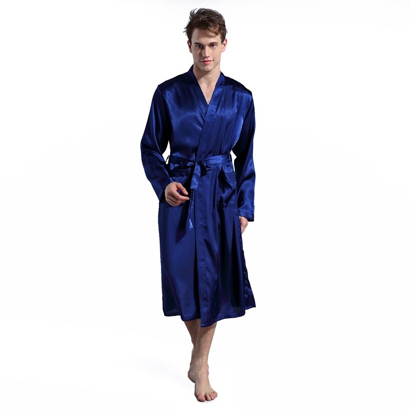 Men's Silk Robe Thin Satin Lightweight Dressing Gown 2 Men's Silk Robe Thin Satin Lightweight Dressing Gown - Image 2