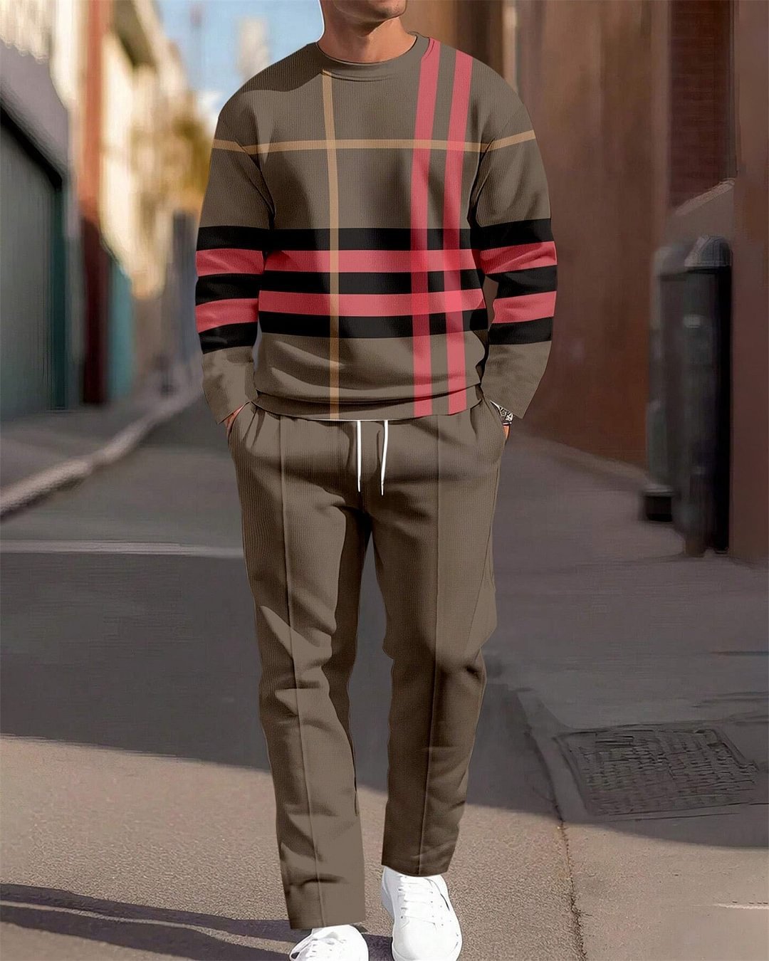 Men's Lounge Set 3D Plaid Print Sweatshirt & Joggers 4 Men's Lounge Set 3D Plaid Print Sweatshirt & Joggers - Image 4