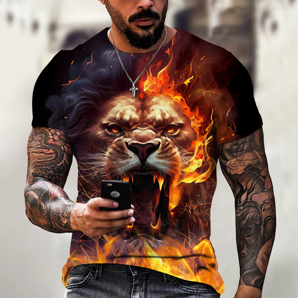 Animal Beast Lion 3D Printed Summer Men's T-shirt 1 Animal Beast Lion 3D Printed Summer Men's T-shirt