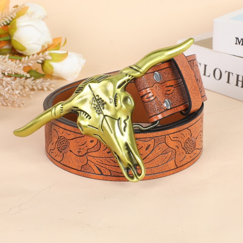 Belt Cow Head Buckle Men 6 Belt Cow Head Buckle Men - Image 6