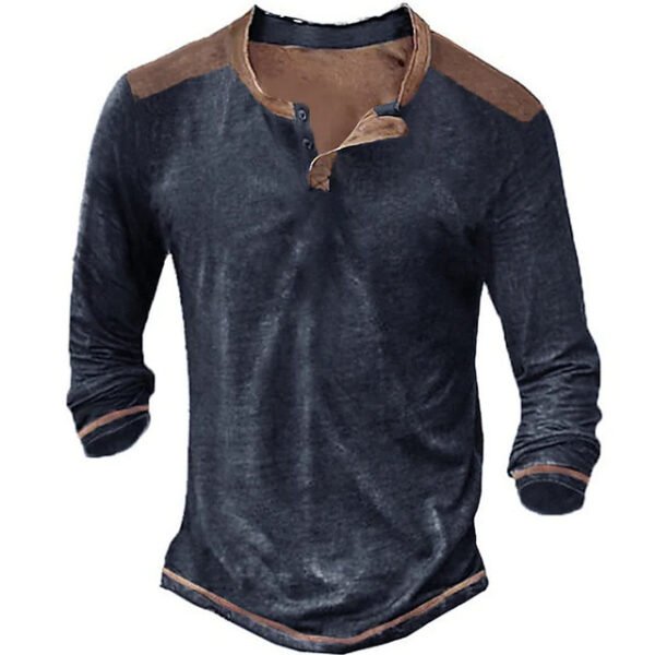 Men's Edit — Long Sleeved Men Shirt Retro Vintage Henley Top