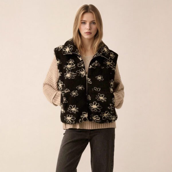 Men's Edit — Polo Collar Flower Print Lamb Wool Vest