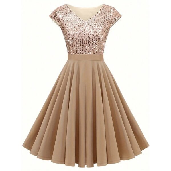 The Resort Edit — Sequin Cocktail Dress Elegant V Neck Pleated Evening Gown